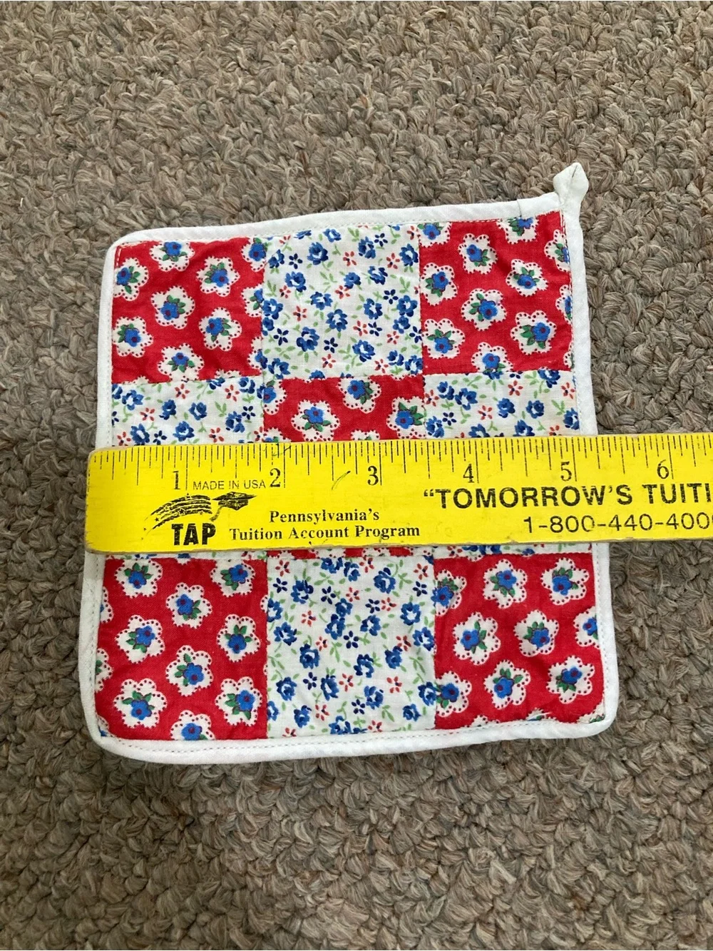 Vintage Handmade Potholders Lot Of 4 Cotton Stars And Squares Reversible